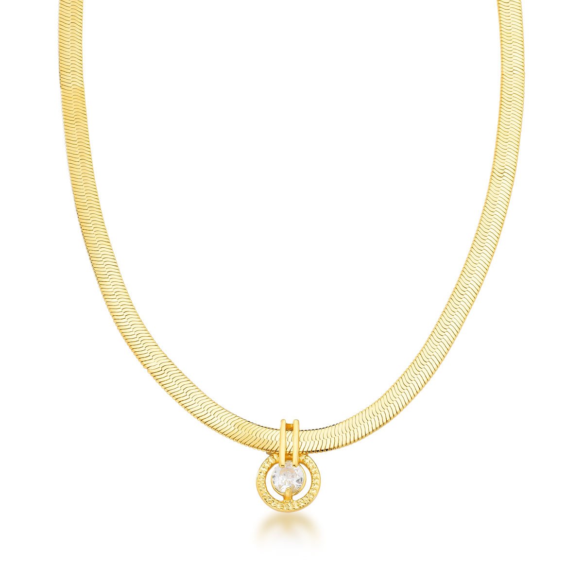 Choker Fita Laminada Zircônia Banhado a Ouro 18k