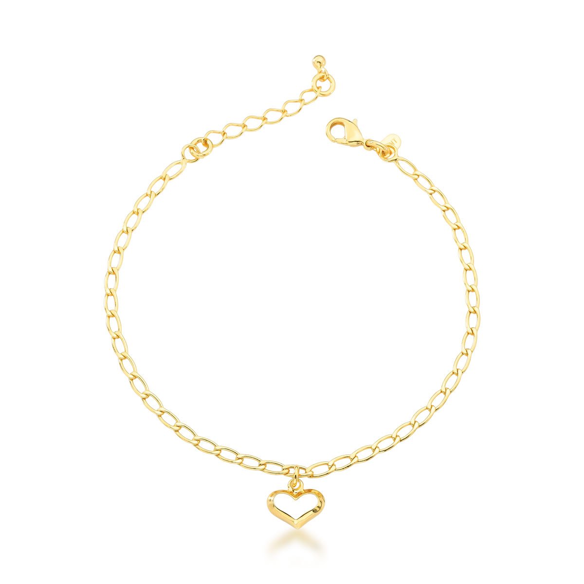 Pulseira Coração Vazado Banhado a Ouro 18k