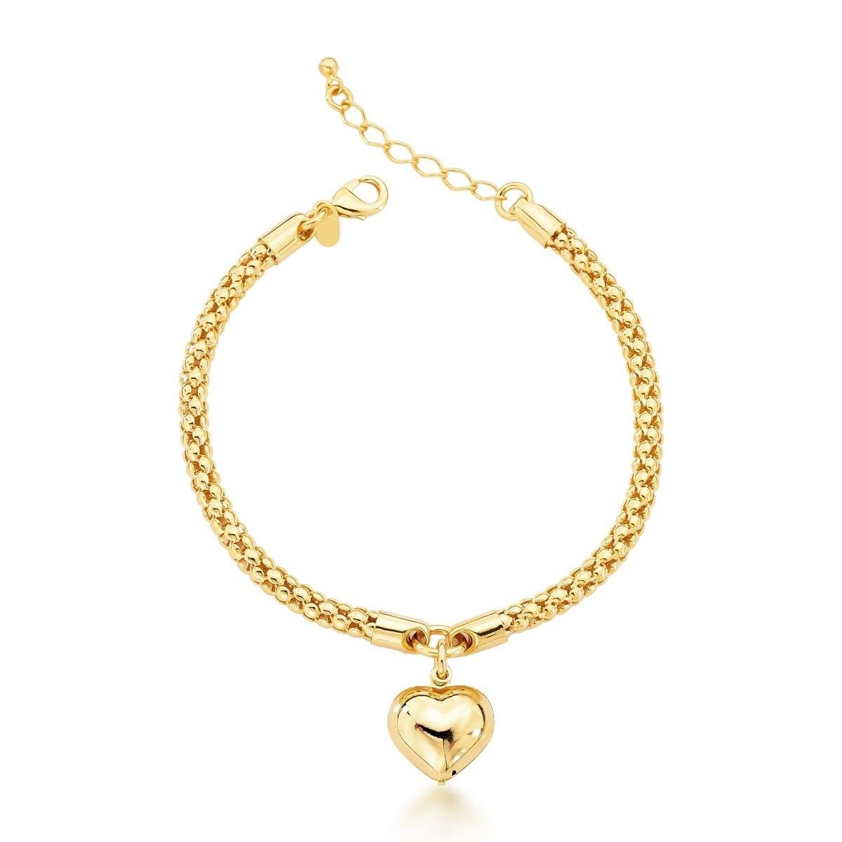 Pulseira Coração Banhado a Ouro 18k