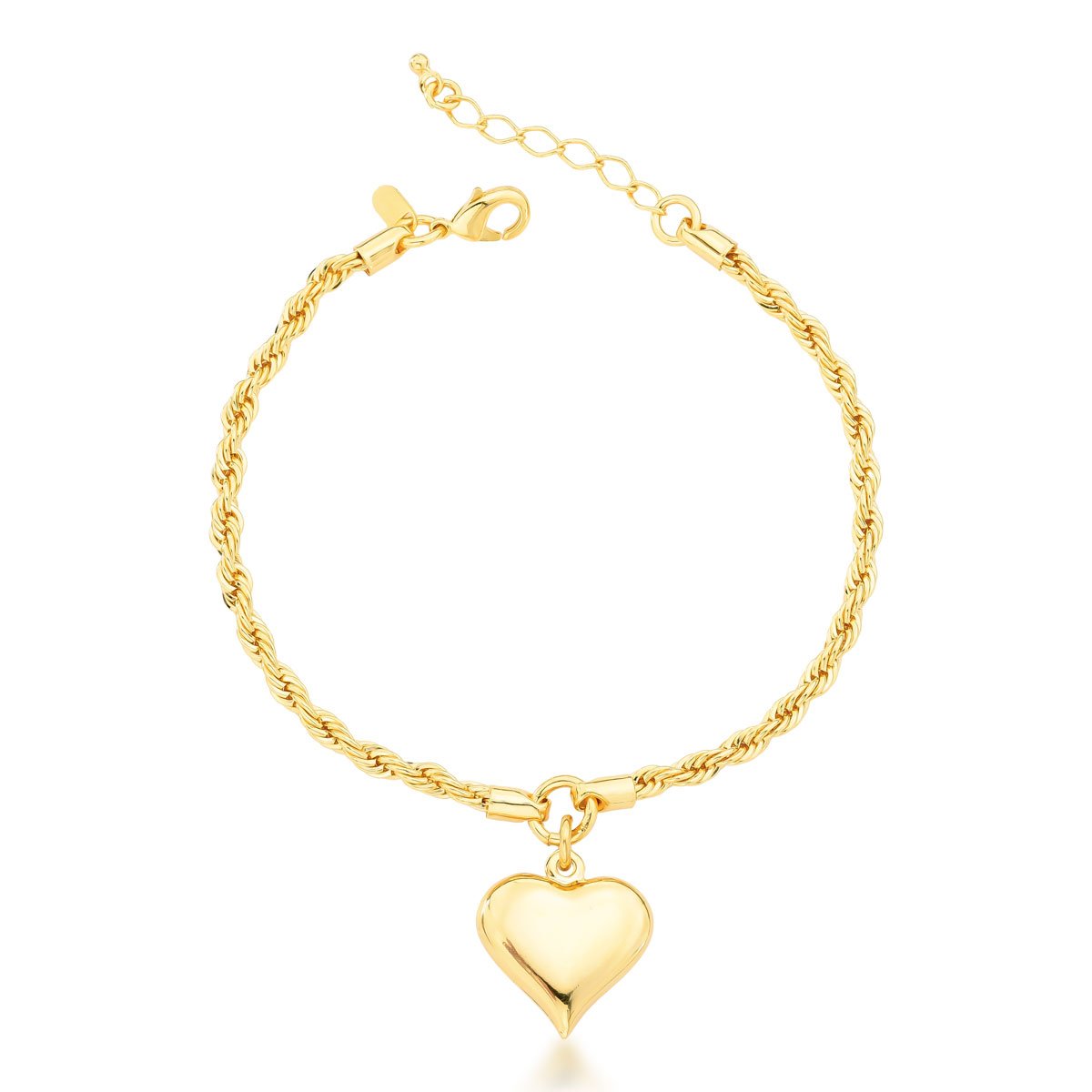Pulseira Coração Banhado a Ouro 18k