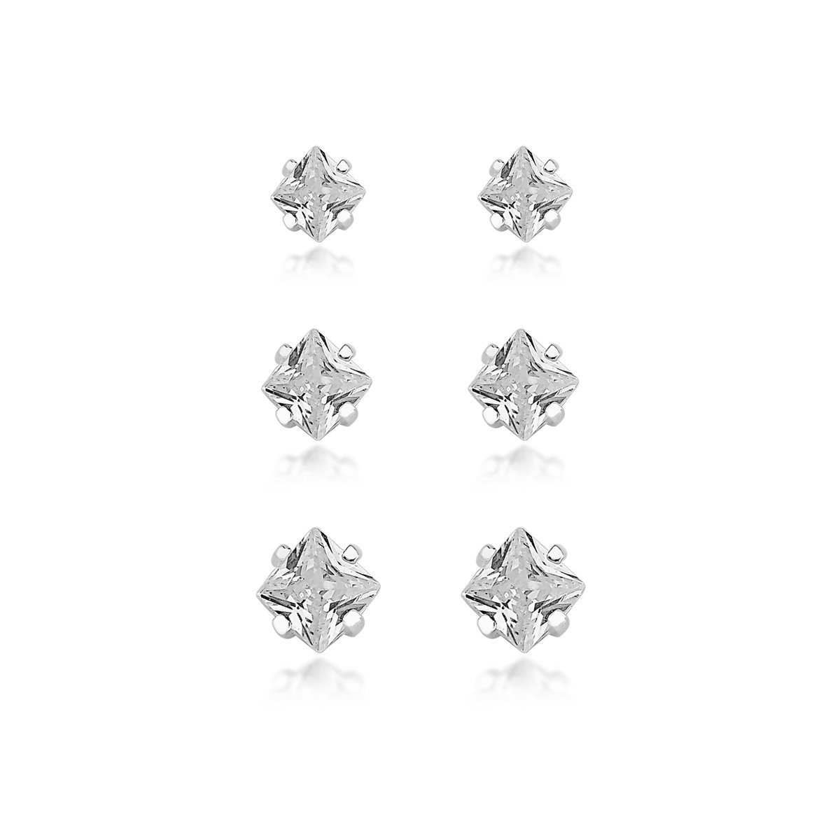 Trio Quadrado Prata 925