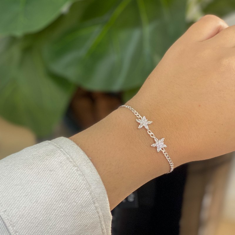 Pulseira Flores Prata 925