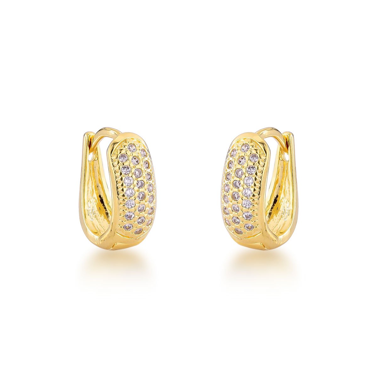 Argola Micros Zircônias Banhado a Ouro 18k