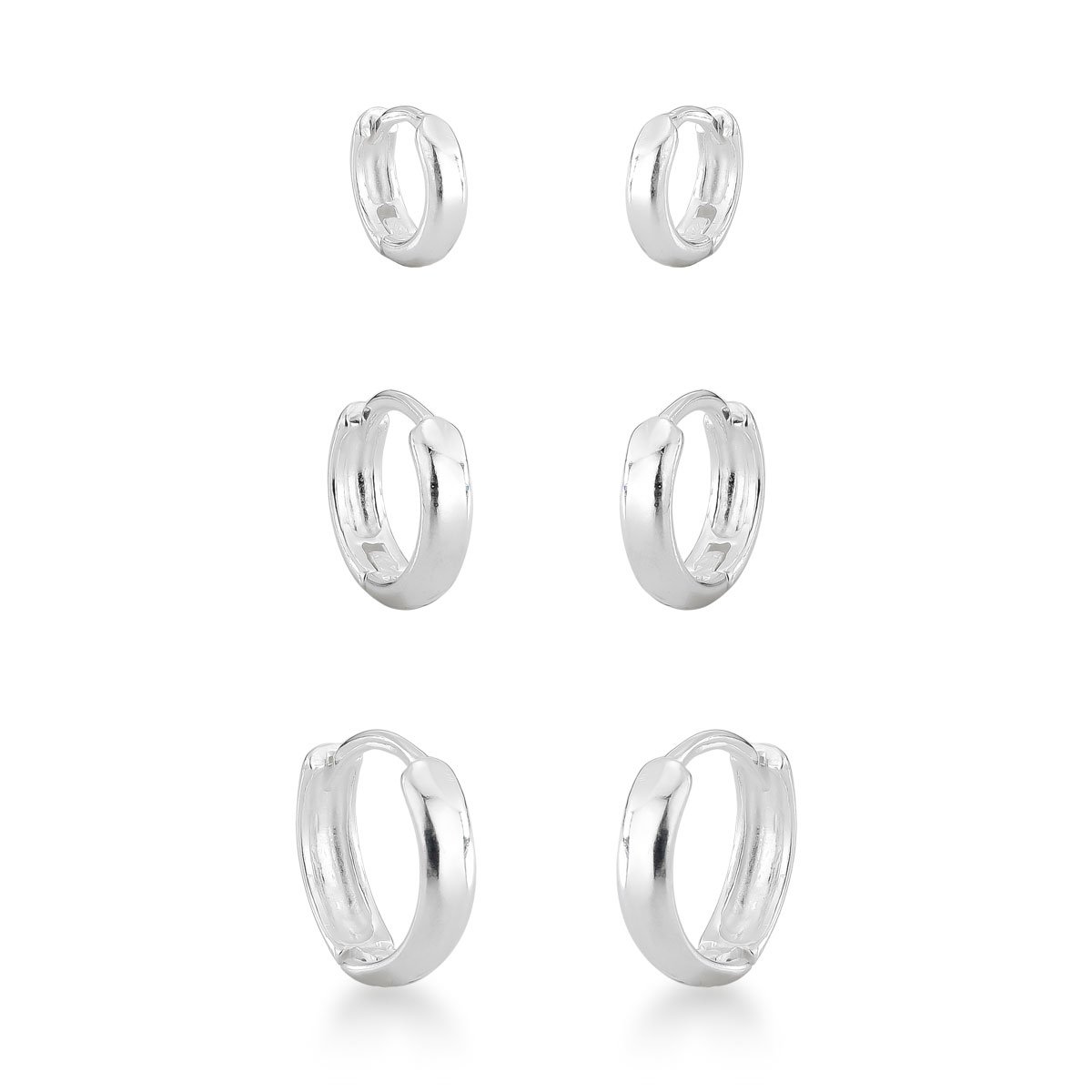 Trio Argolas Lisas Prata 925