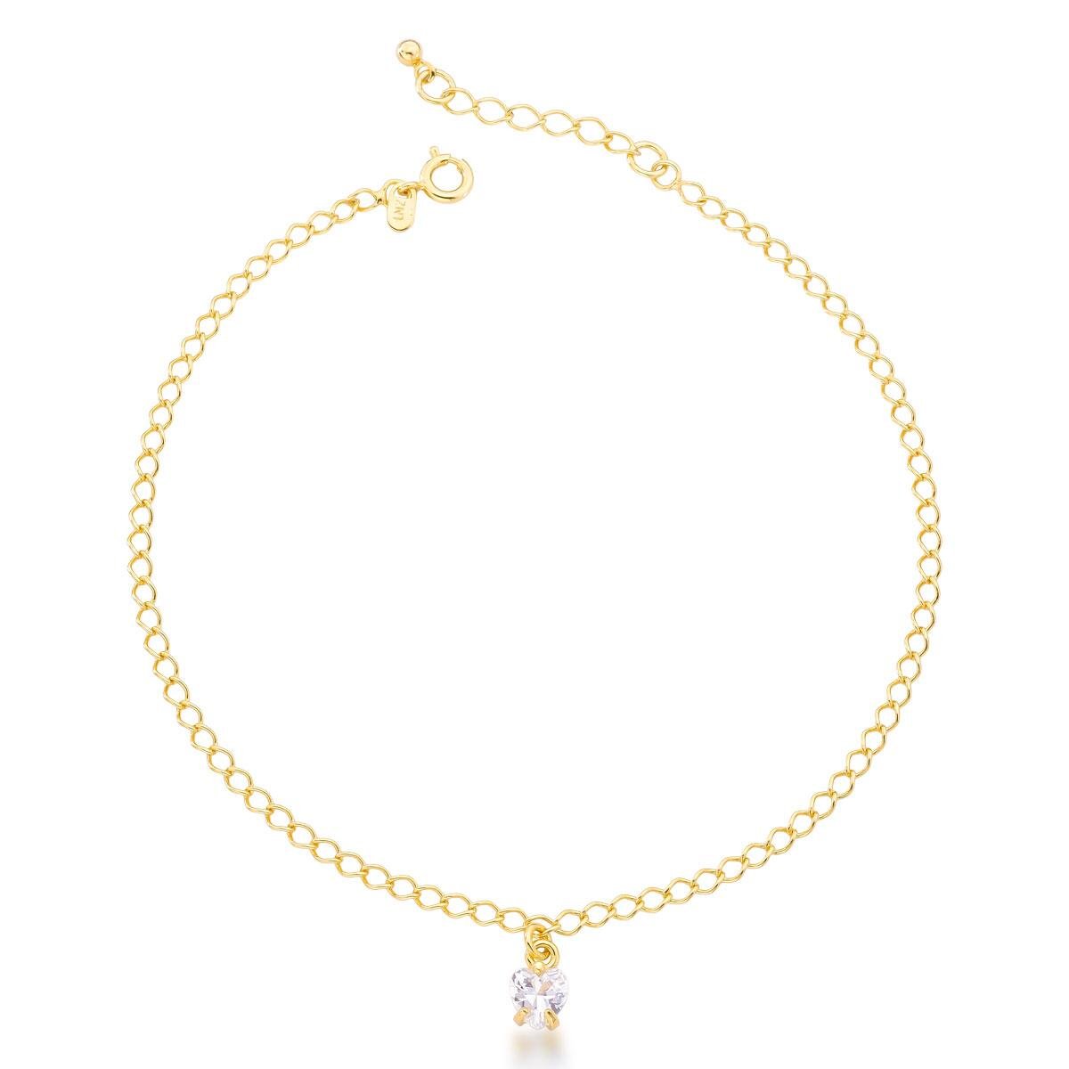 Tornozeleira Coração Banhado a Ouro 18k