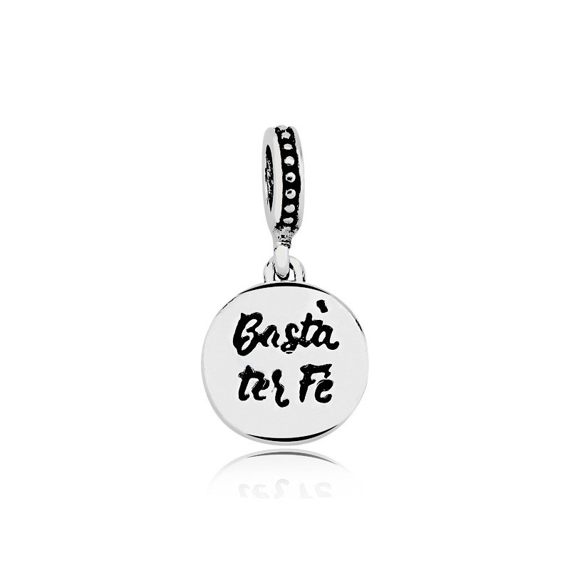 Berloque Basta Ter Fé Prata 925