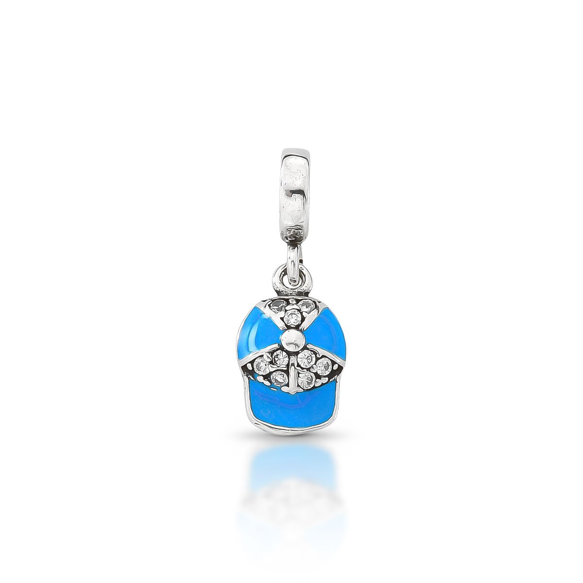 Berloque Boné Azul Prata 925