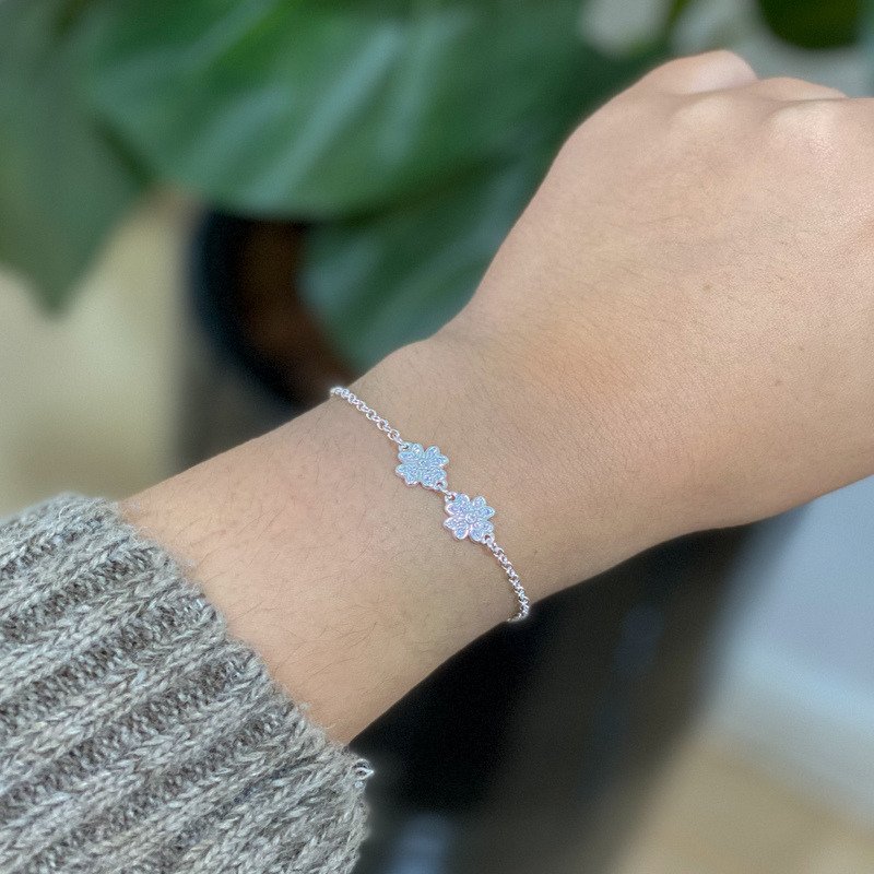 Pulseira Flores Prata 925