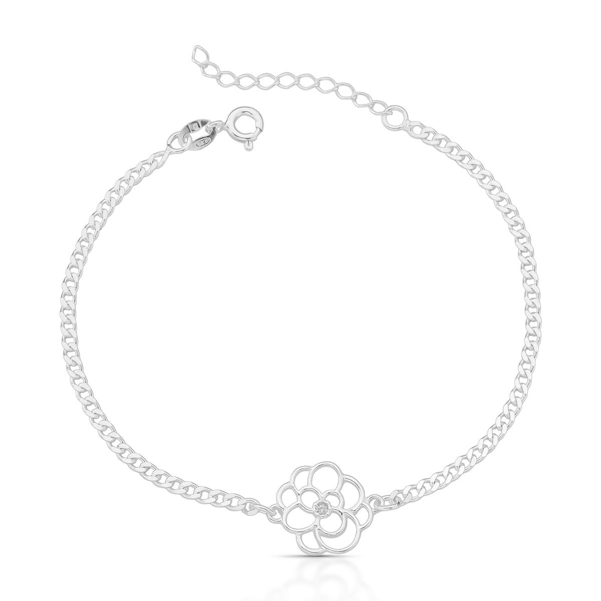 Pulseira Flor Prata 925