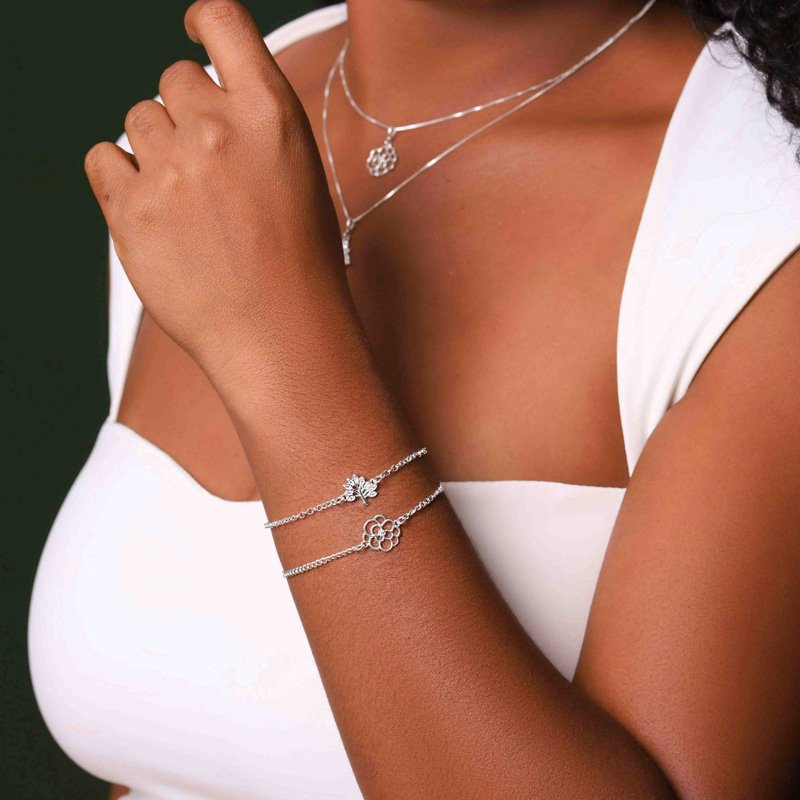 Pulseira Flor Prata 925