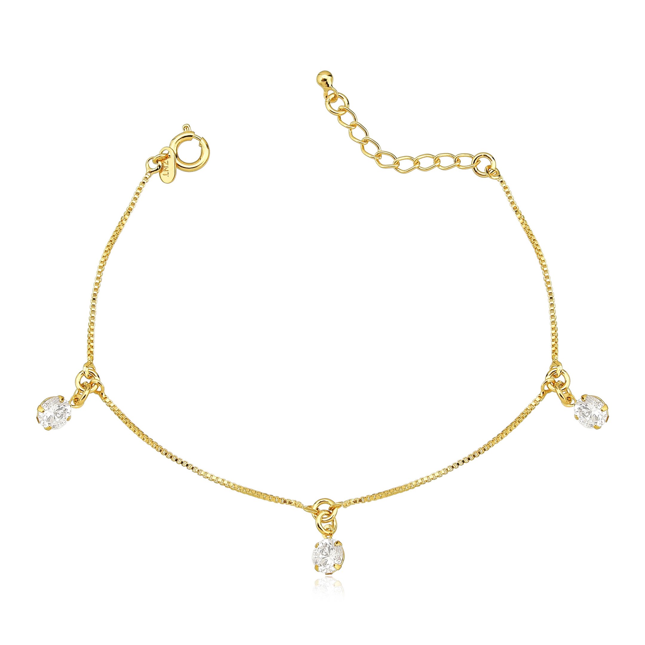 Pulseira Zircônias Banhado a Ouro 18k