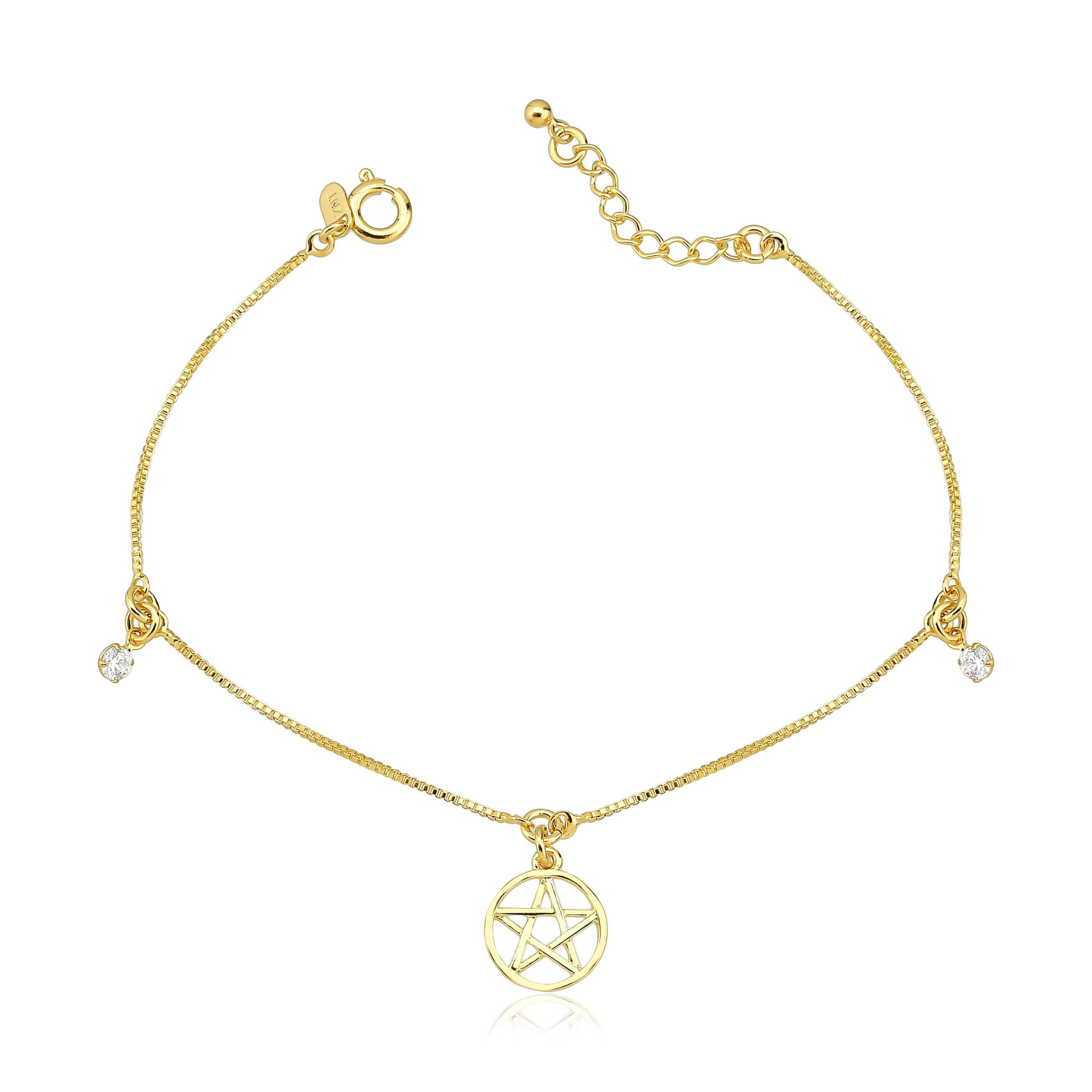 Pulseira Estrela e Zircônias Banhado a Ouro 18k