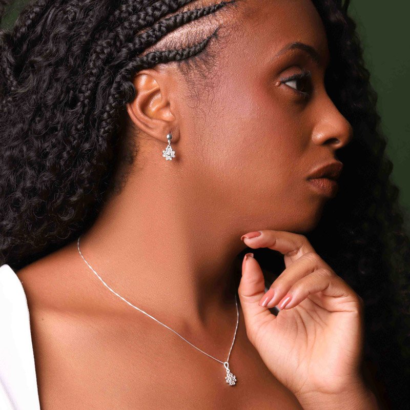 Brinco Flor Prata 925