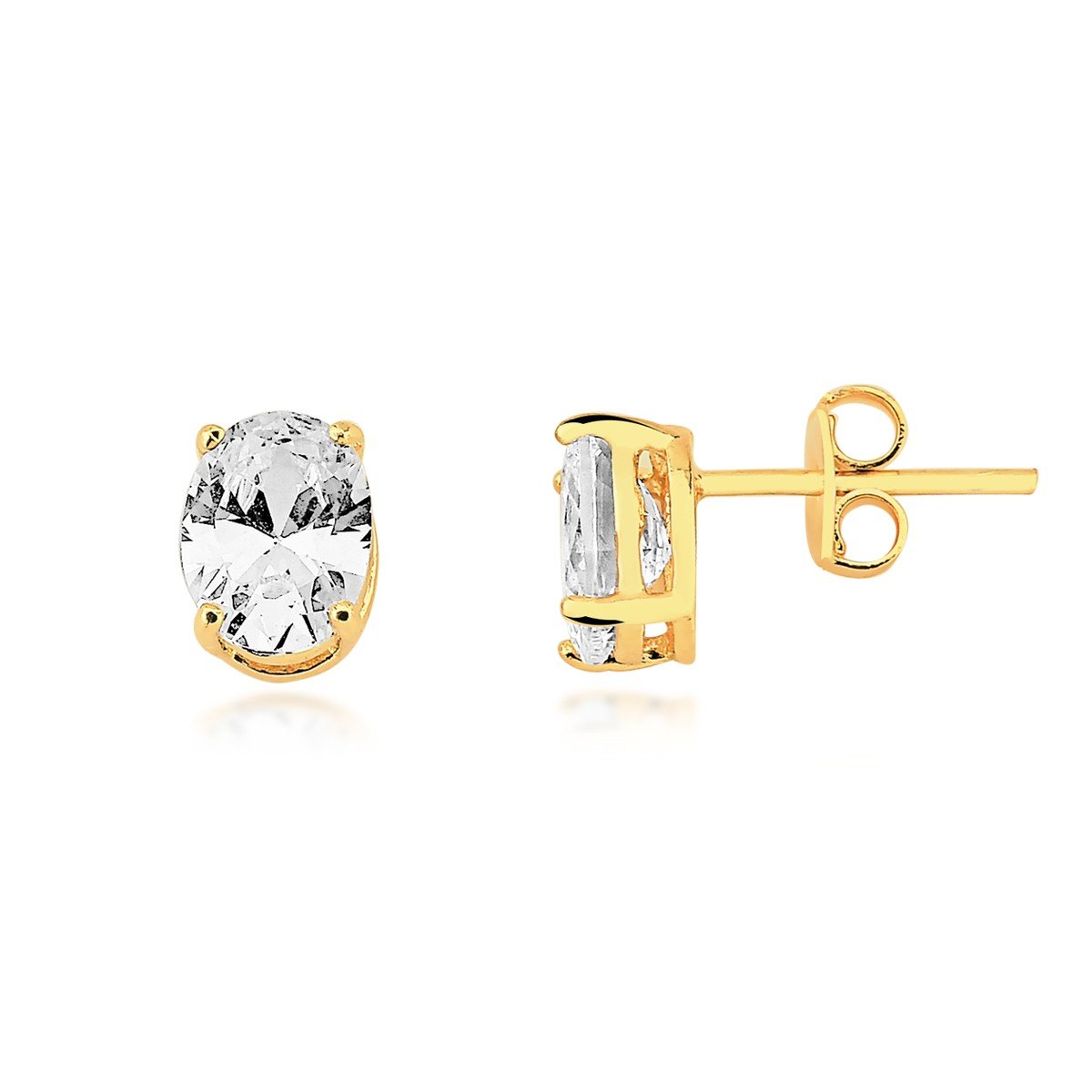 Brinco Zirc. Oval Banhado Ouro 18K