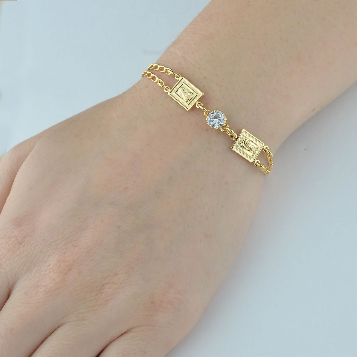 Pulseira Escapulário com Zircônia Banhado a Ouro 18k