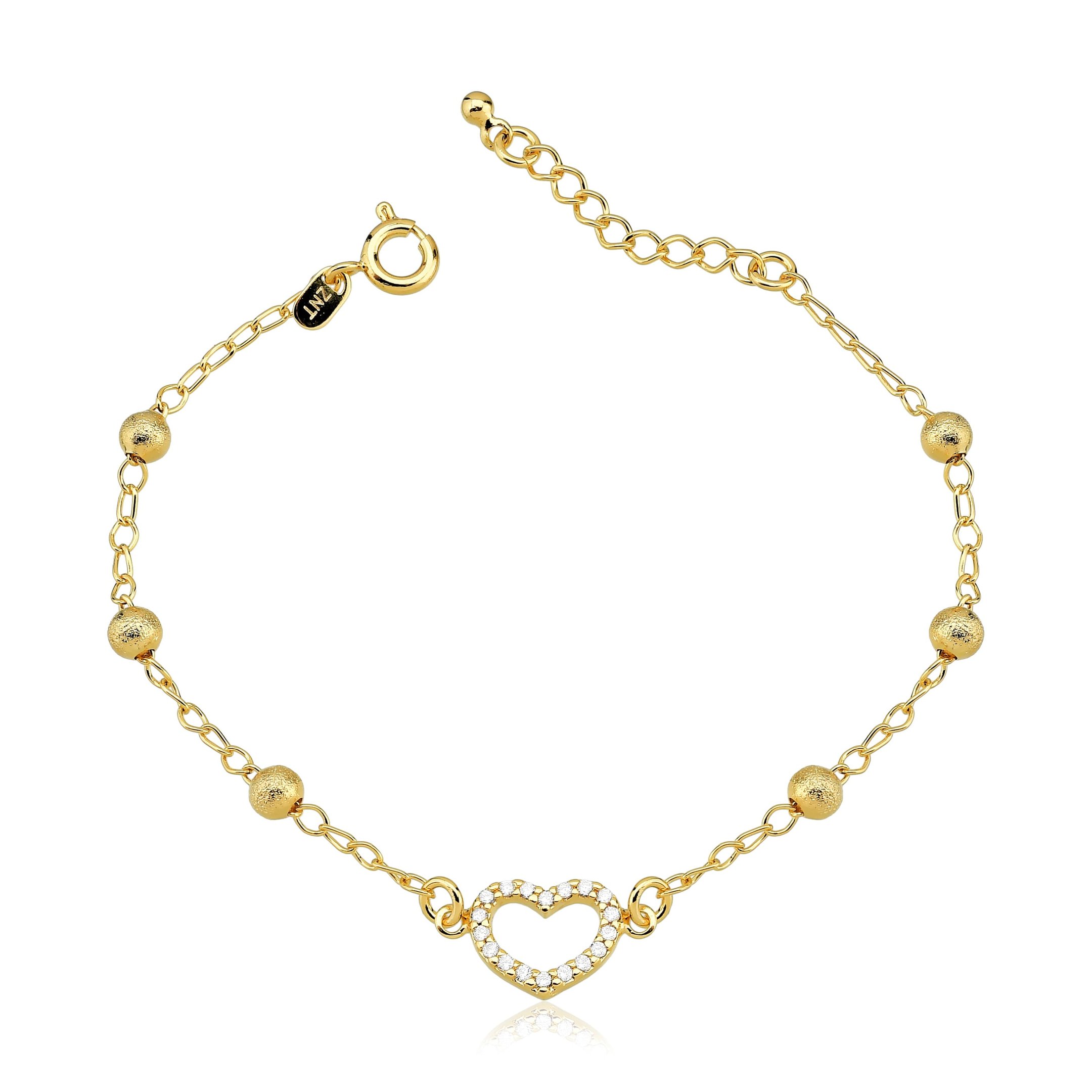 Pulseira Coração Banhado a Ouro 18k
