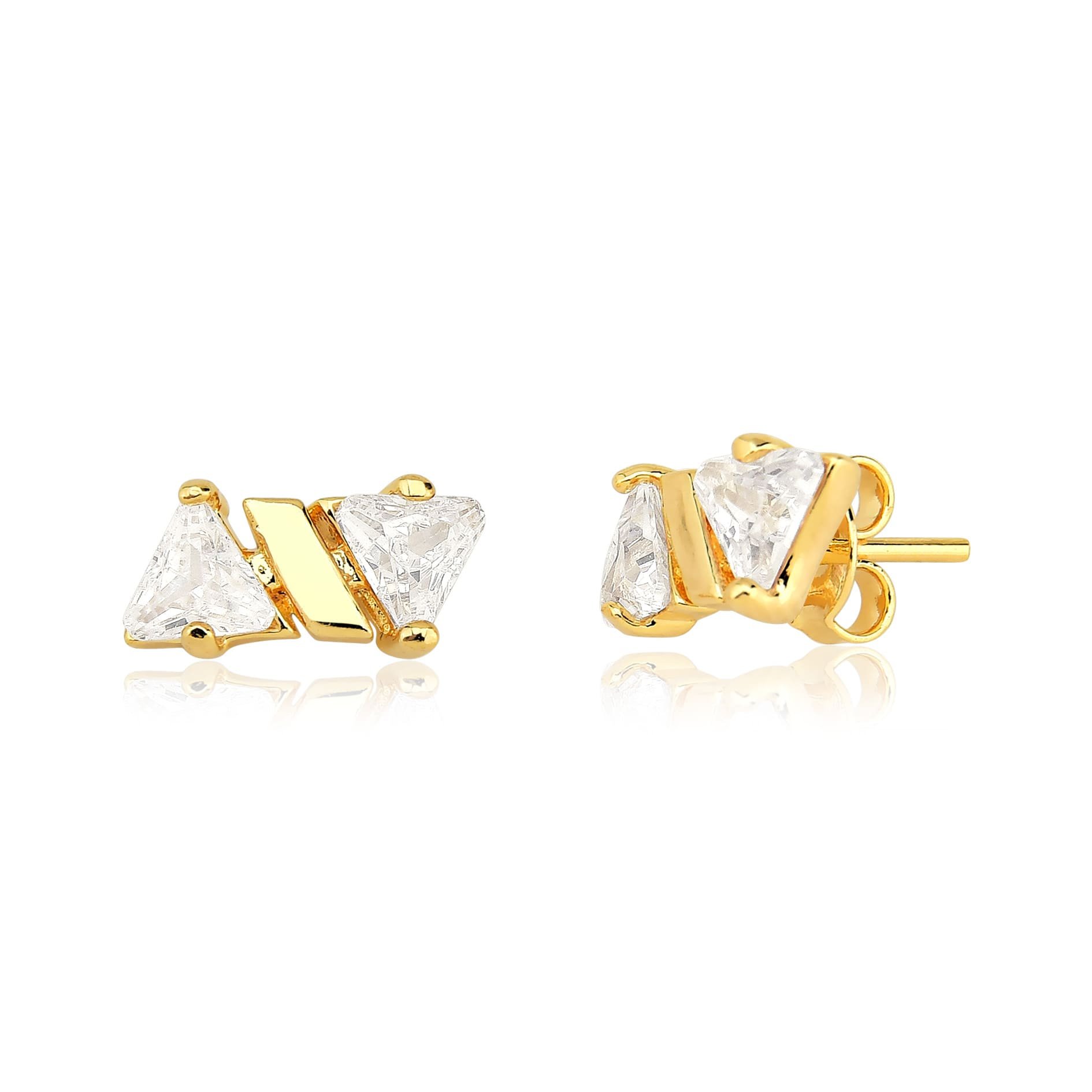 Brinco Zircônia Triângulo 5x5 Banhado a Ouro 18K