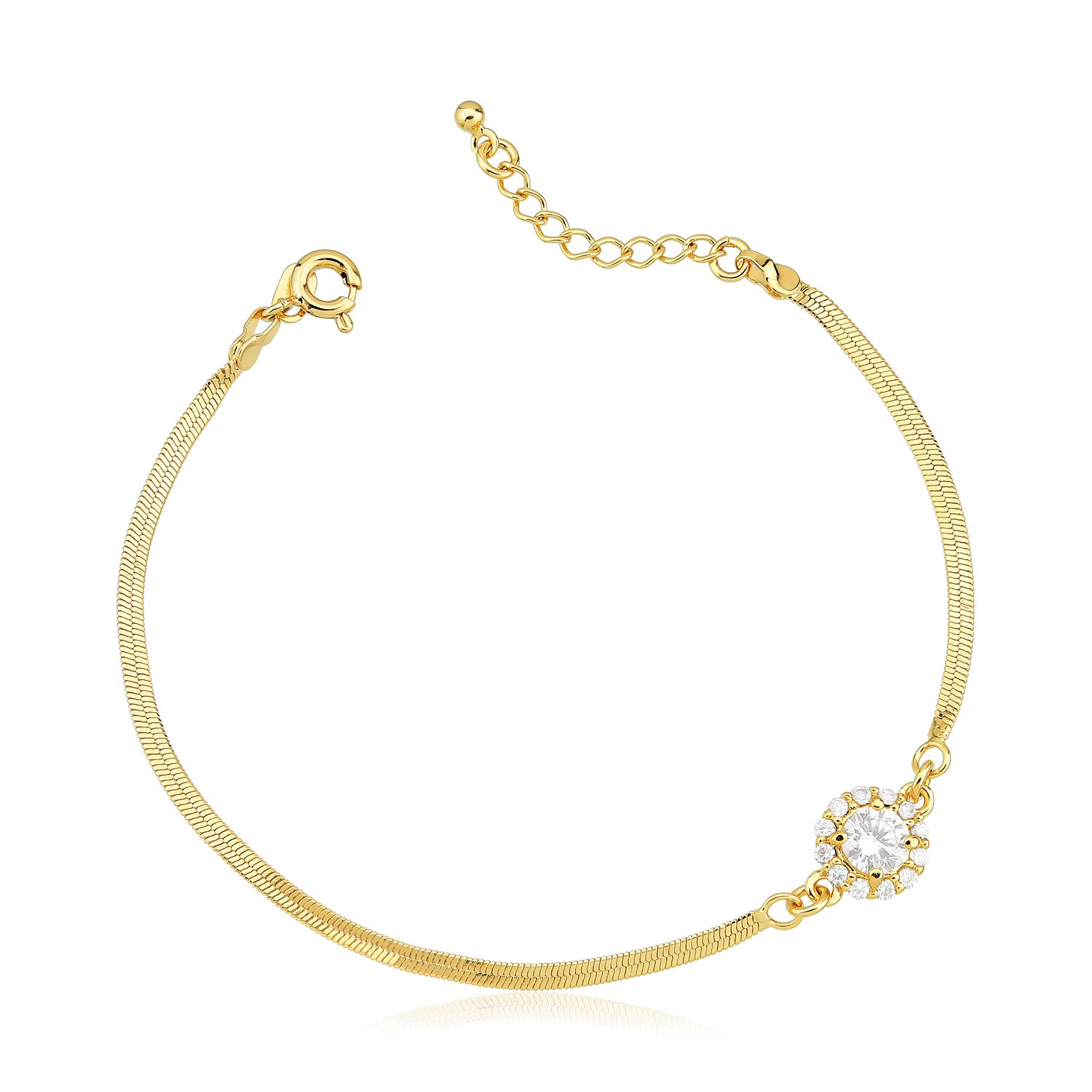 Pulseira Fita Zircônia 5mm Banhado Ouro 18k
