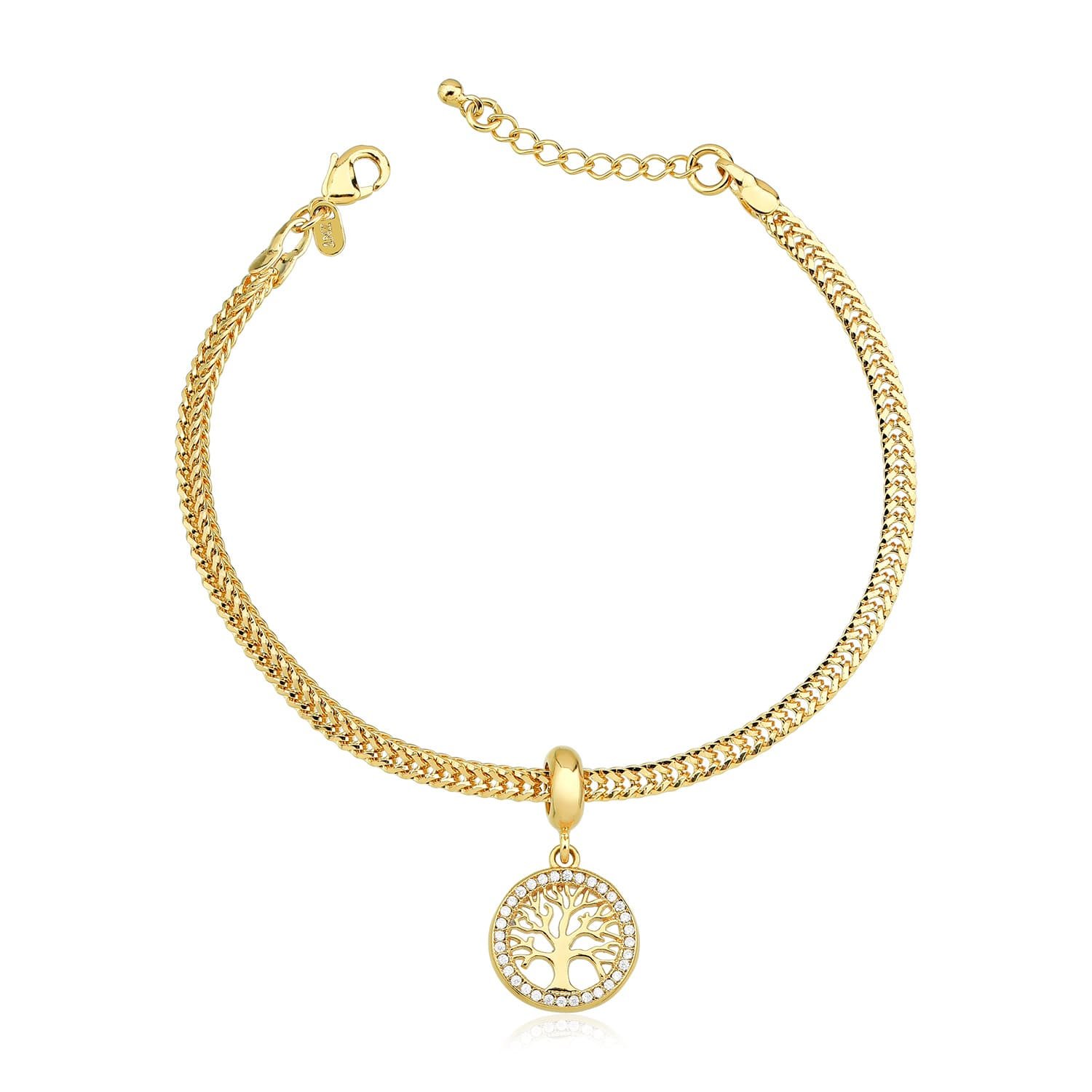 Pulseira Trançada Árvore da Vida Banhado Ouro 18k