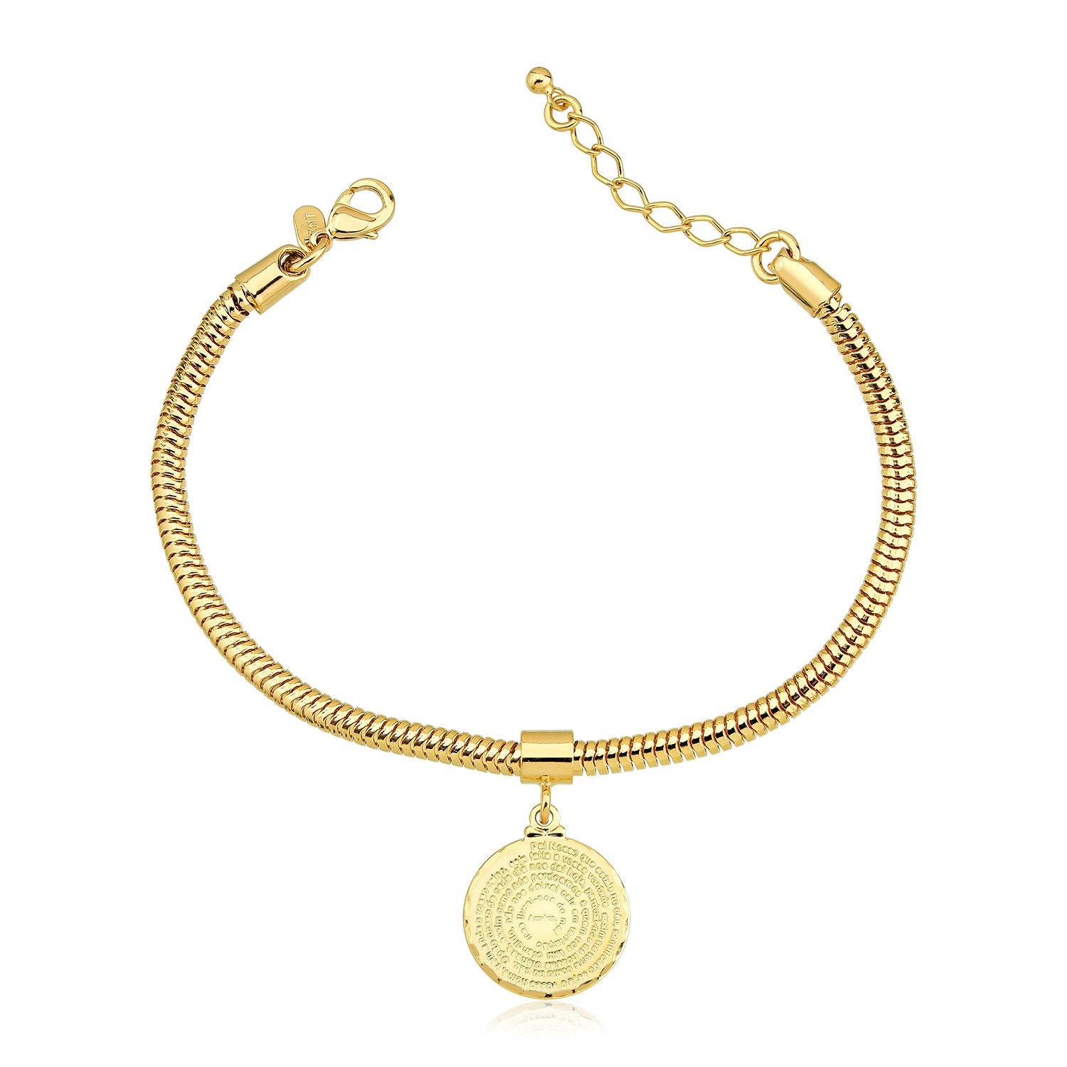 Pulseira Rabo de Rato Pingente Pai Nosso Banhado Ouro 18k