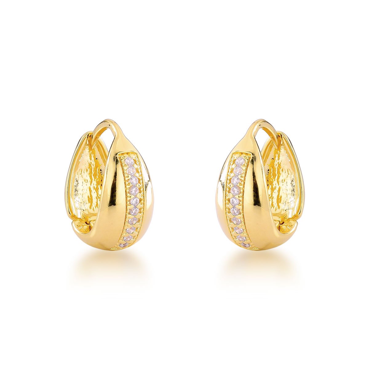 Argola Micros Zircônias Cristais Banhado a Ouro 18k