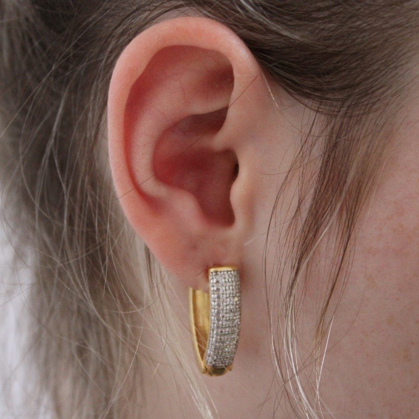 Brinco Click Micro Zircônia Cristal Banhado a Ouro 18k