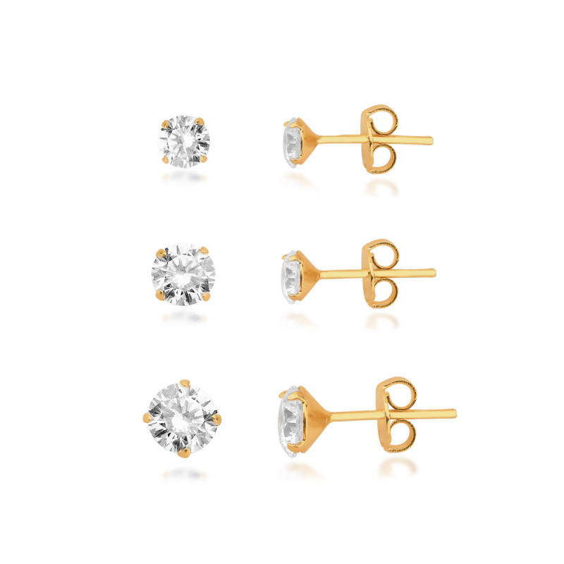 Trio Pontos de Luz Banhado a Ouro 18k