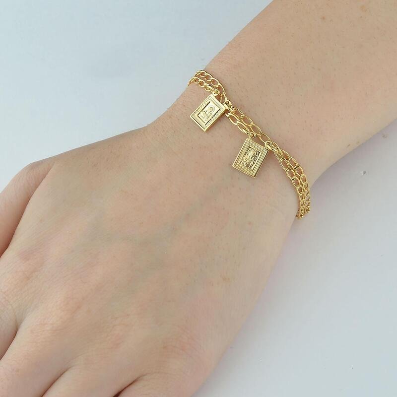 Pulseira Escapulário Banhado a Ouro 18k