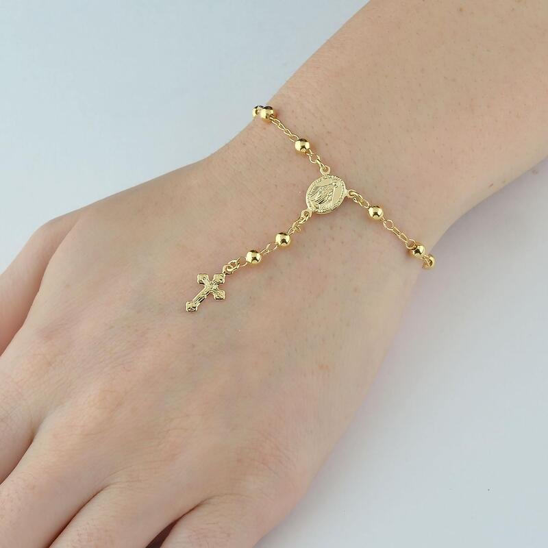 Pulseira Terço Banhado a Ouro 18k