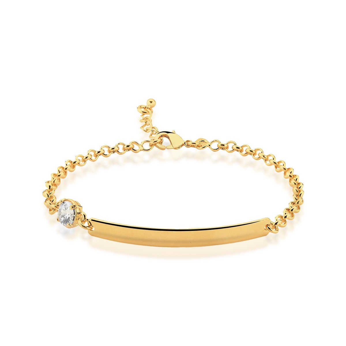 Pulseira Chapinha e Zircônia Banhado a Ouro 18k