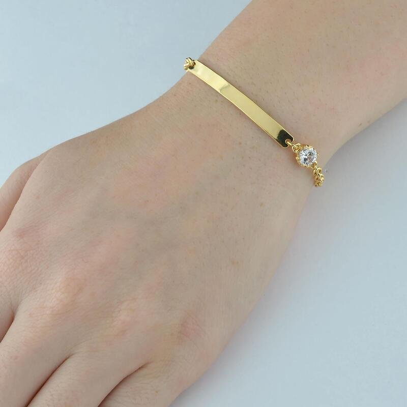Pulseira Chapinha e Zircônia Banhado a Ouro 18k