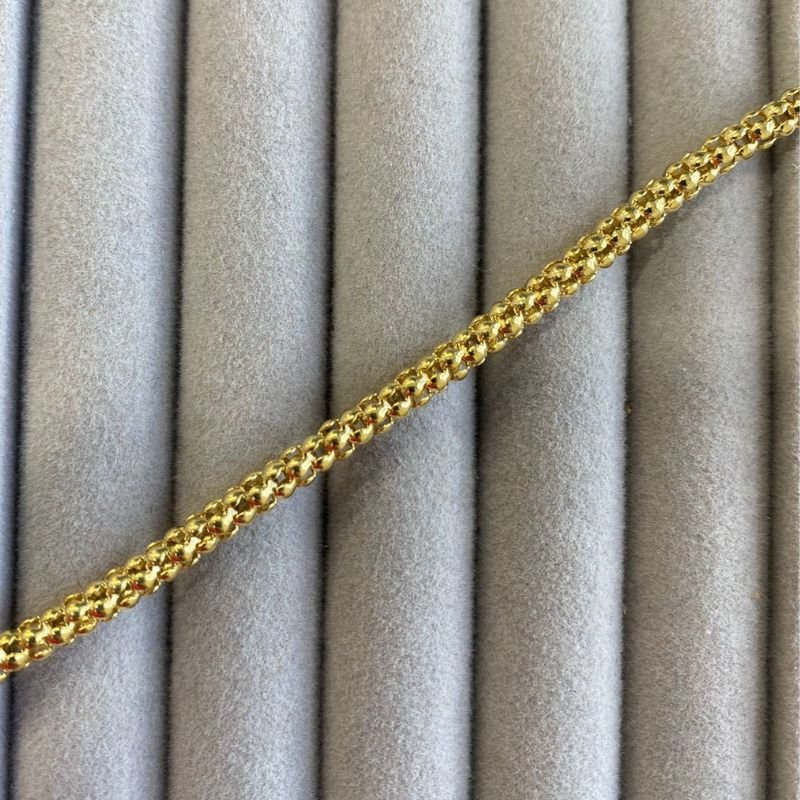 Pulseira Cordão Morango Banhado a Ouro 18k