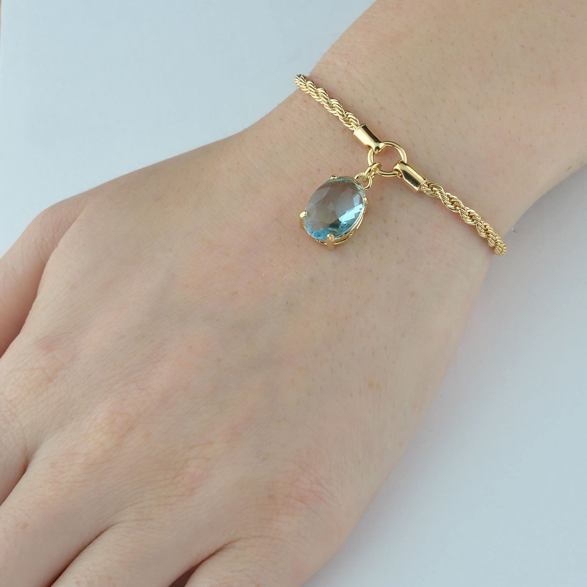 Pulseira Oval Azul Banhado a Ouro 18k