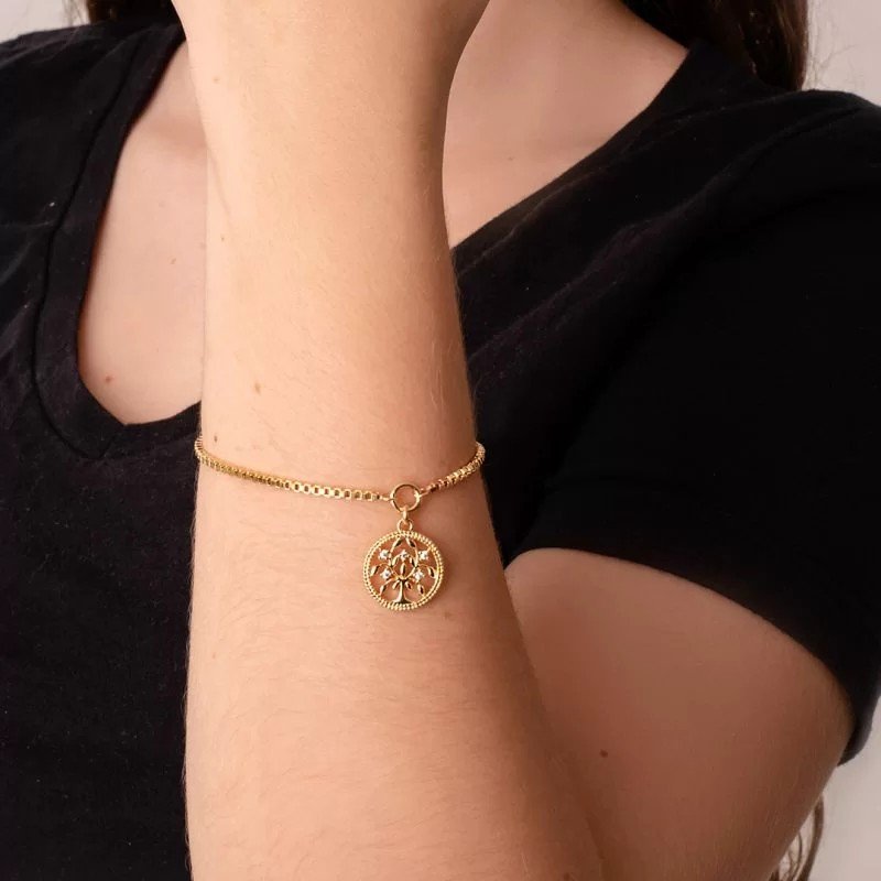 Pulseira Árvore da Vida Banhado a Ouro 18k