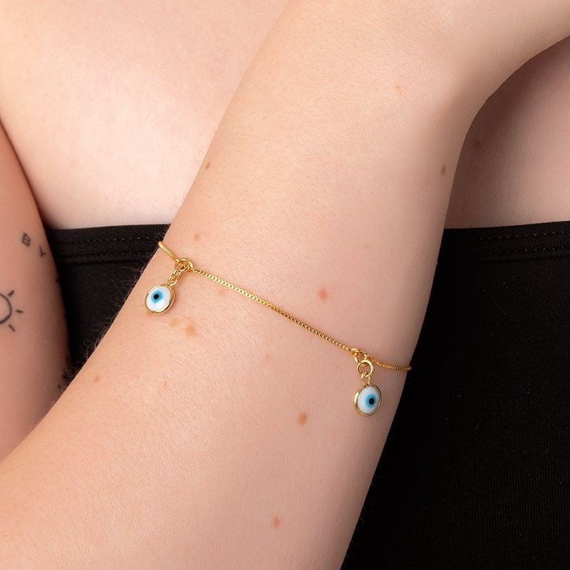 Pulseira Olho Grego Banhado a Ouro 18k