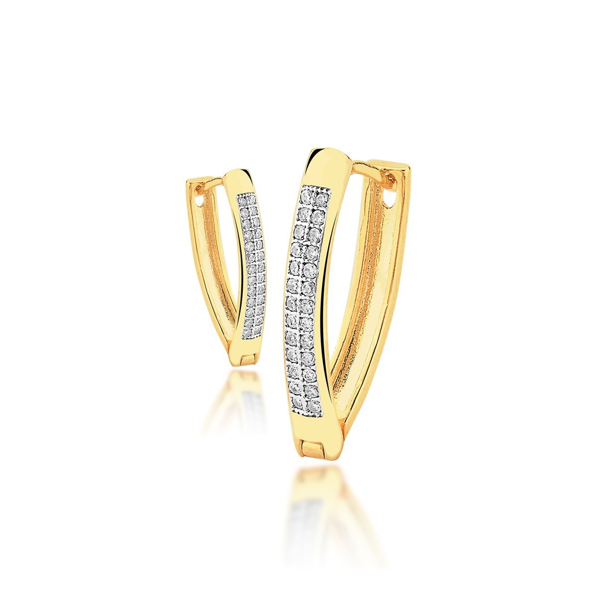 Brinco Click Micro Zircônia Cristal Banhado a Ouro 18k