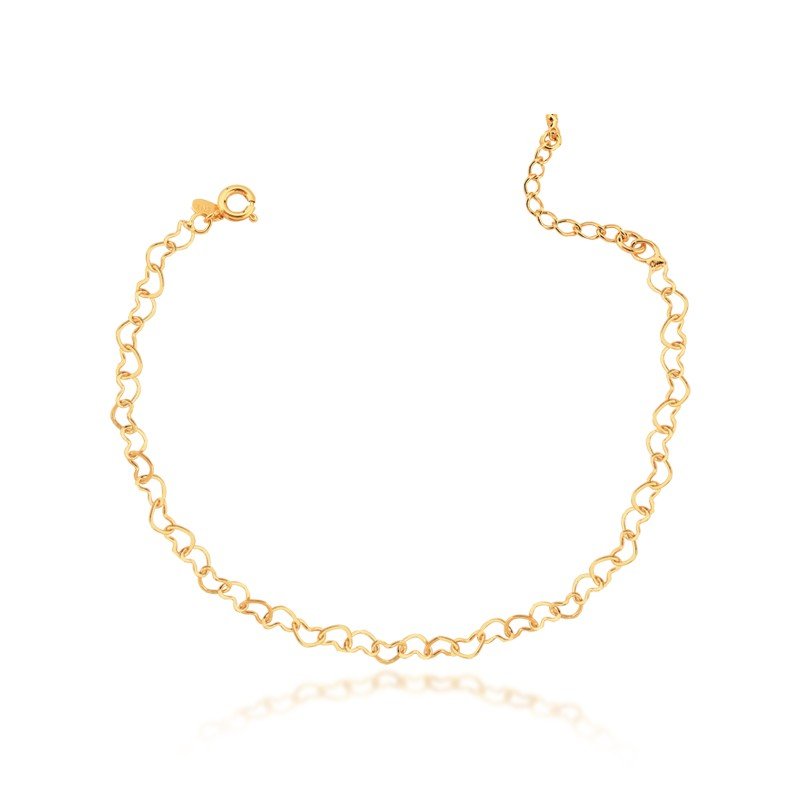 Pulseira Corações Banhado a Ouro 18k