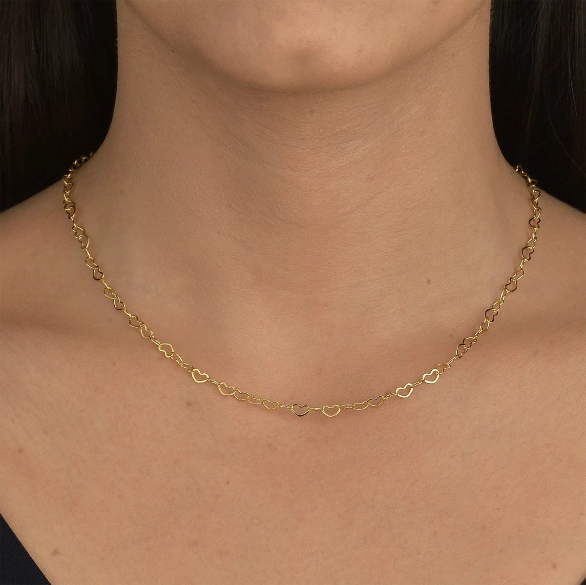 Choker Corações Banhado a Ouro 18k