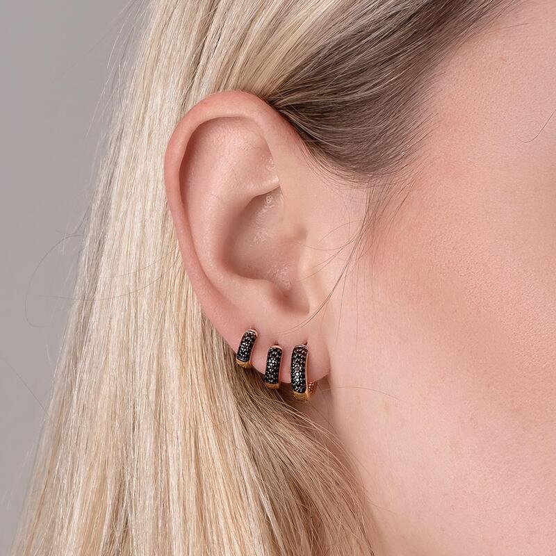 Trio Argolinhas Micro Zircônias e Ródio Banhado a Ouro 18k