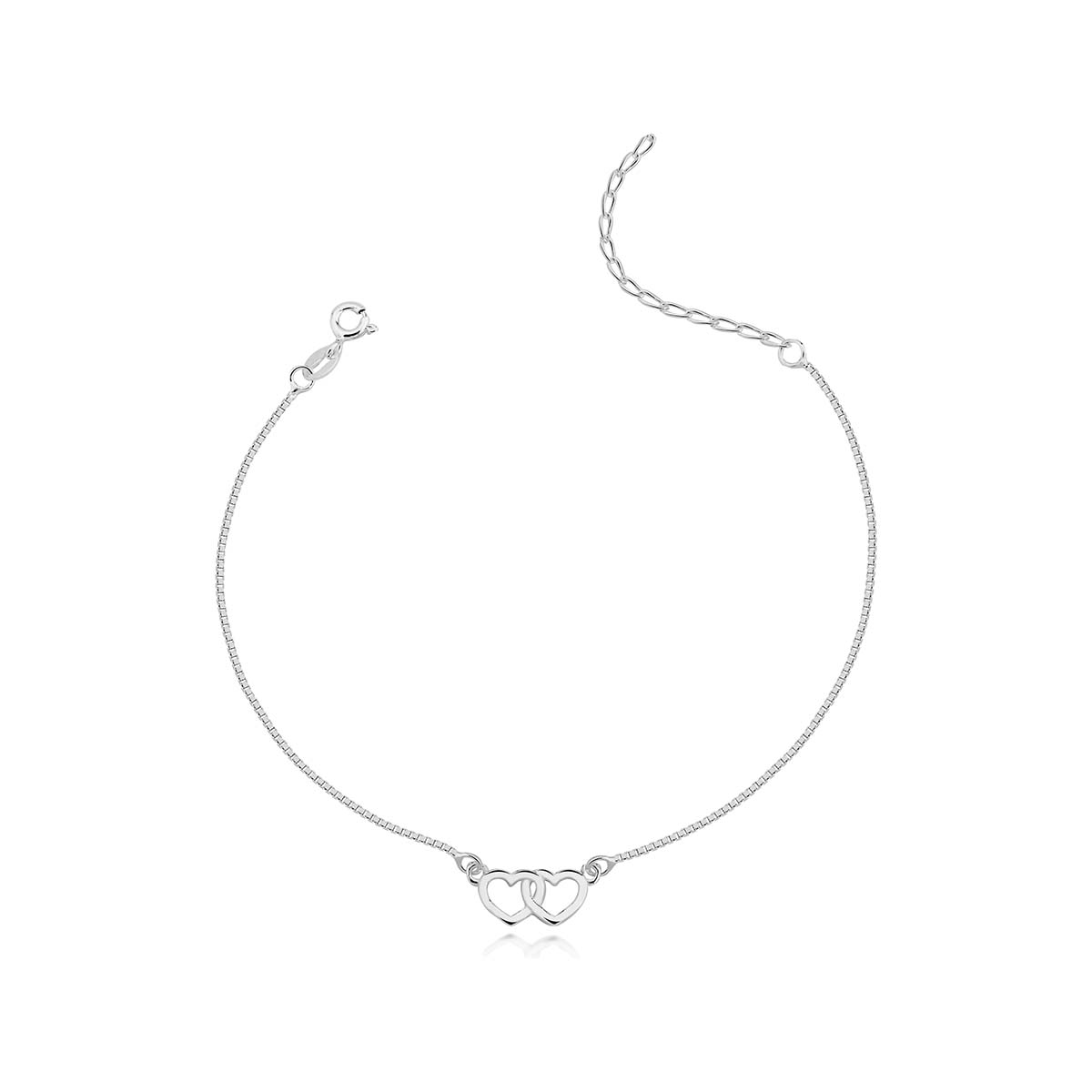 Pulseira Dois Corações Prata 925