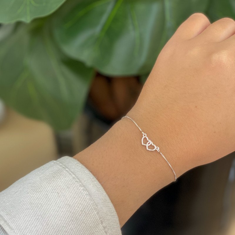 Pulseira Dois Corações Prata 925