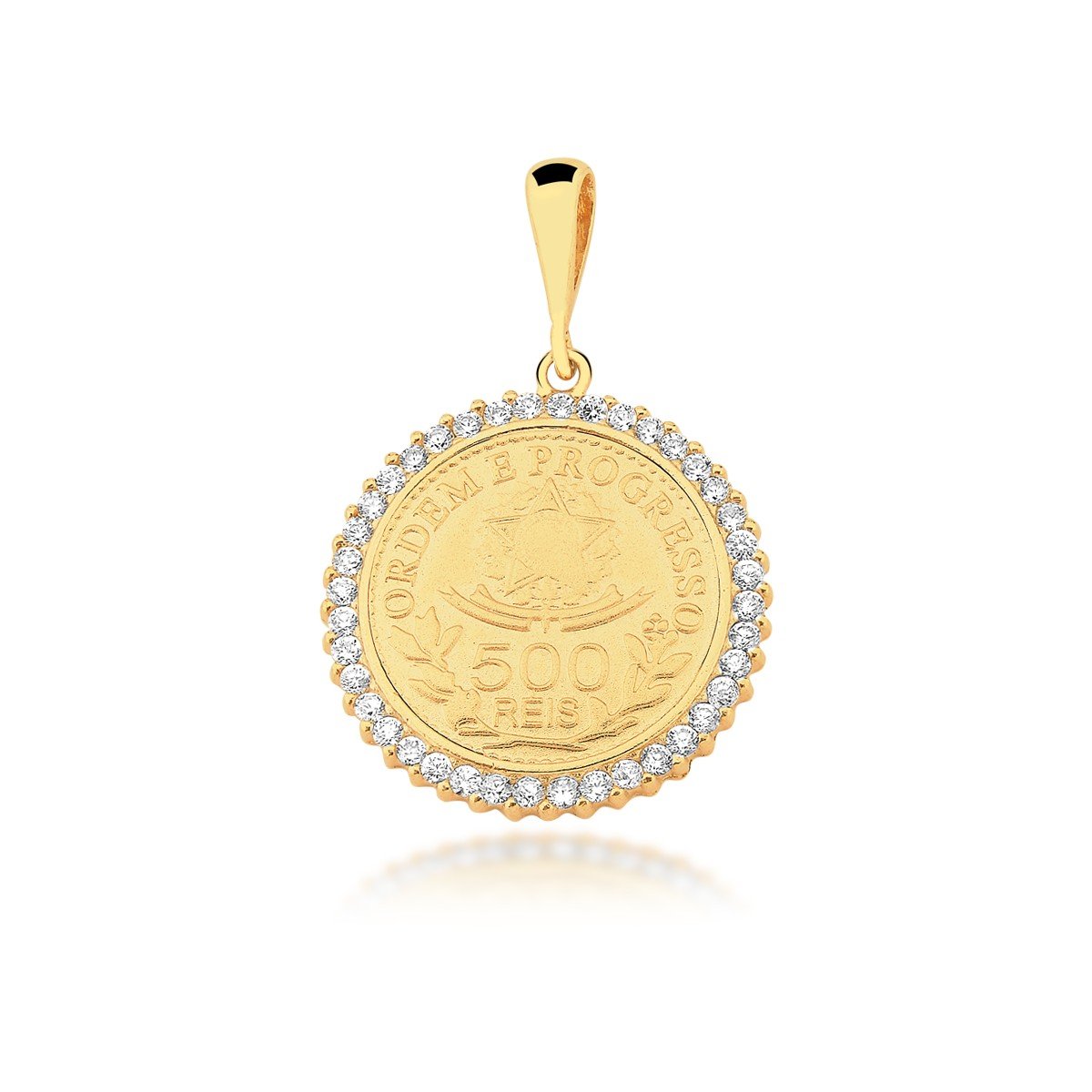 Pingente Moeda Reis Banhado a Ouro 18k