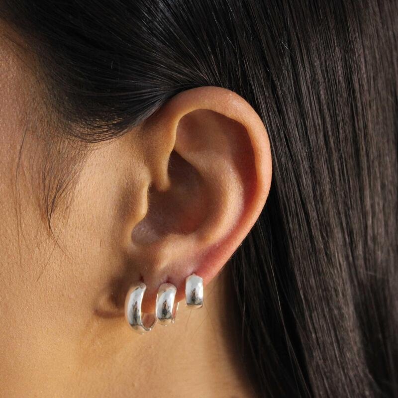 Trio de Argolinhas Prata 925