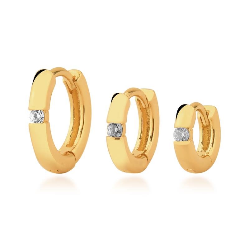 Trio Argolinhas Pontos de Luz Banhado a Ouro 18k