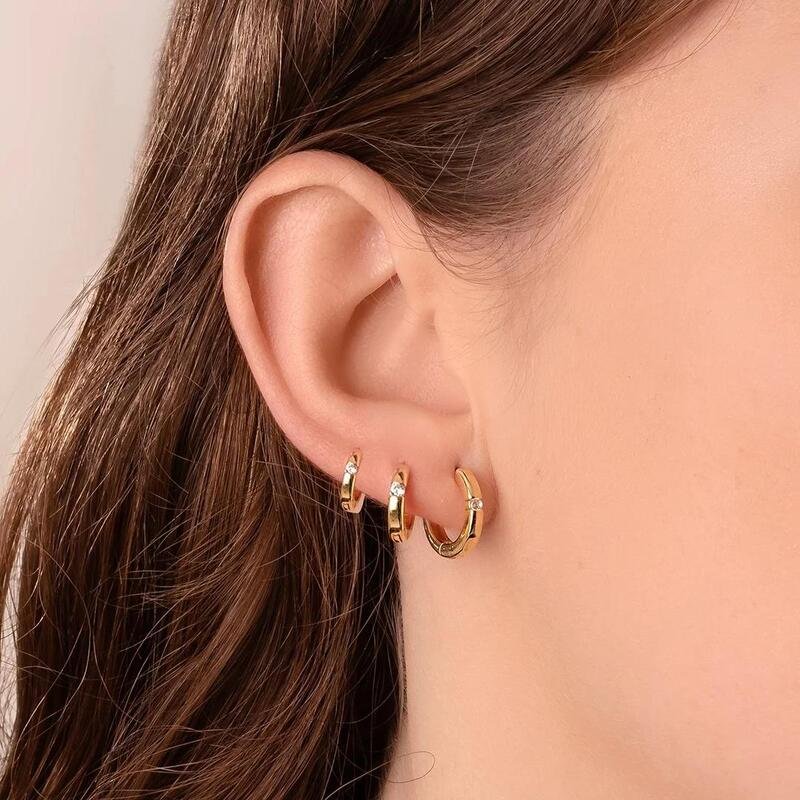 Trio Argolinhas Pontos de Luz Banhado a Ouro 18k