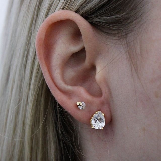 Brinco Zircônia Gota Banhado a Ouro 18k