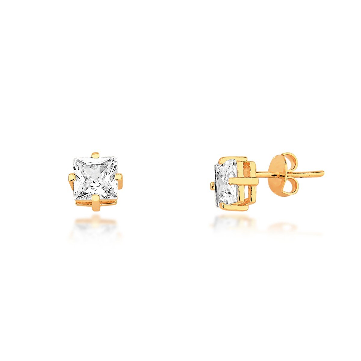 Brinco Zircônia Quadrada Banhado a Ouro 18k