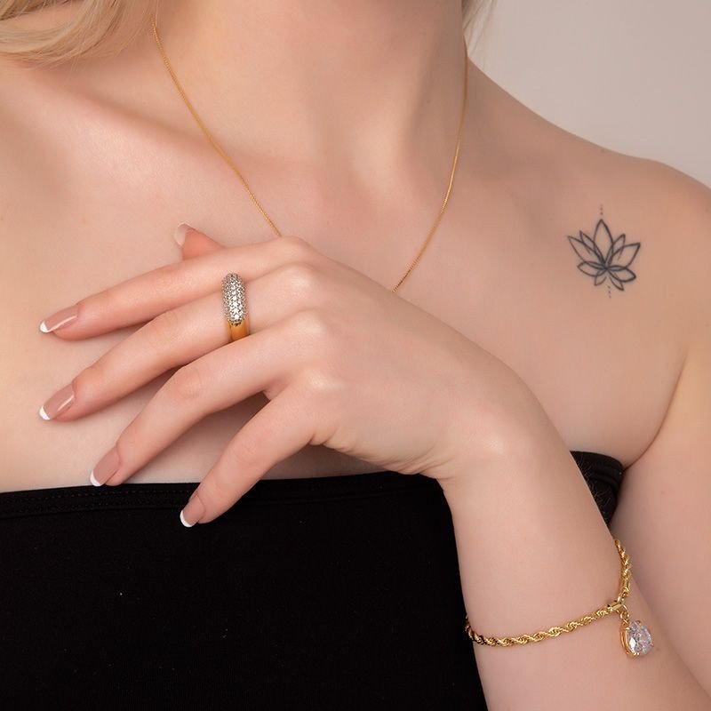 Pulseira Zircônia Gota Banhado a Ouro 18k