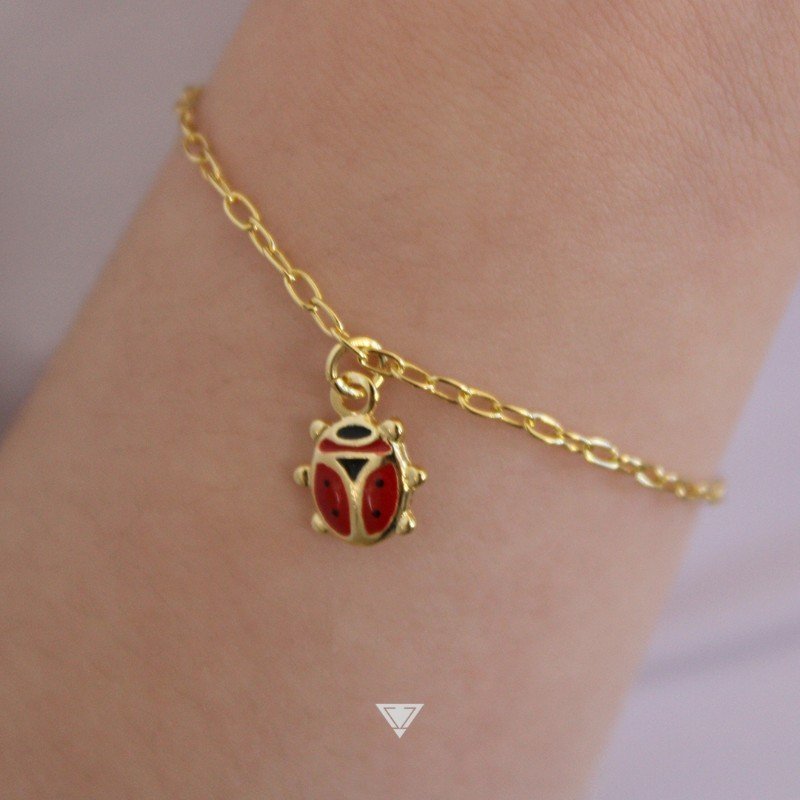 Pulseira Joaninha Banhado a Ouro 18k