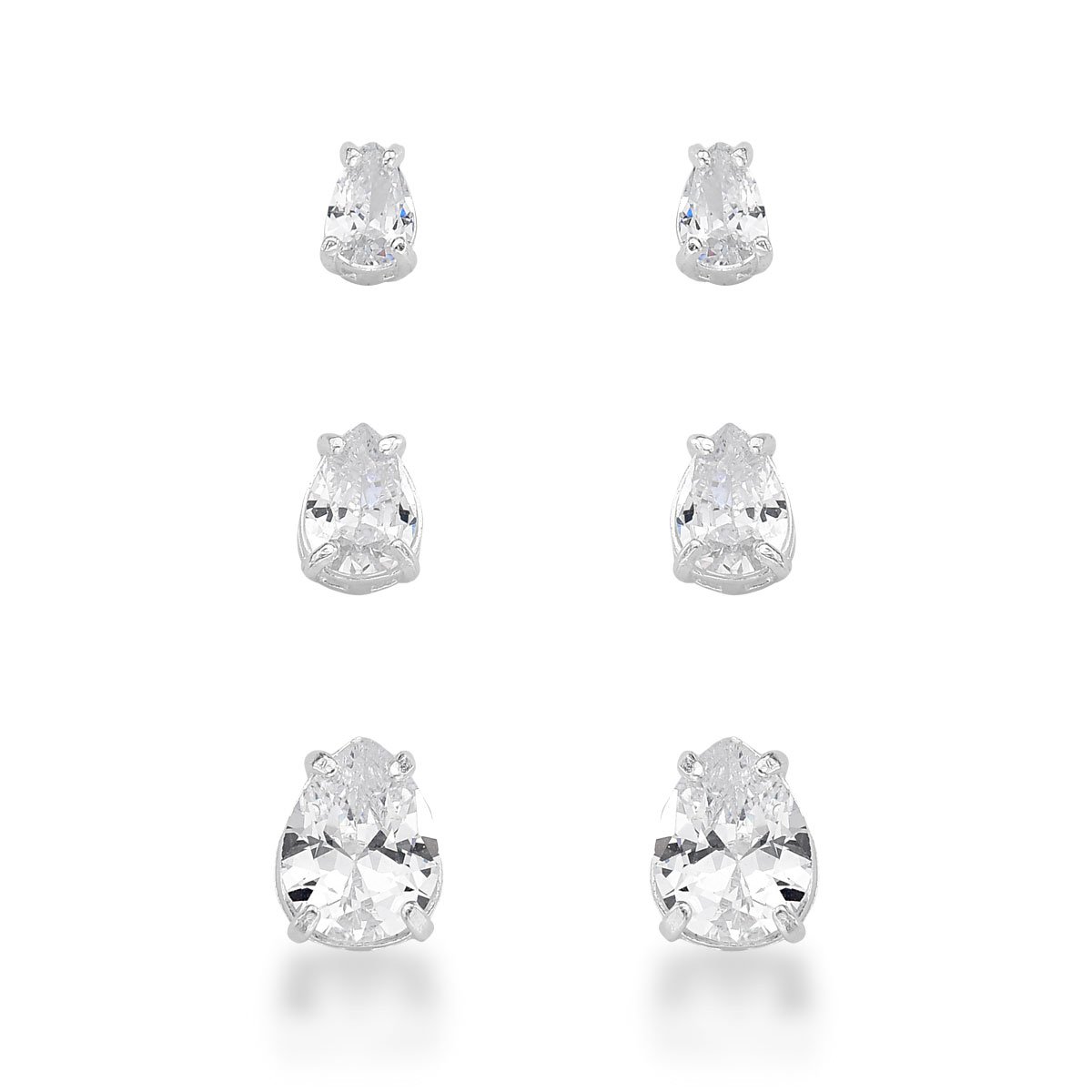 Trio Gotas Zircônias Prata 925